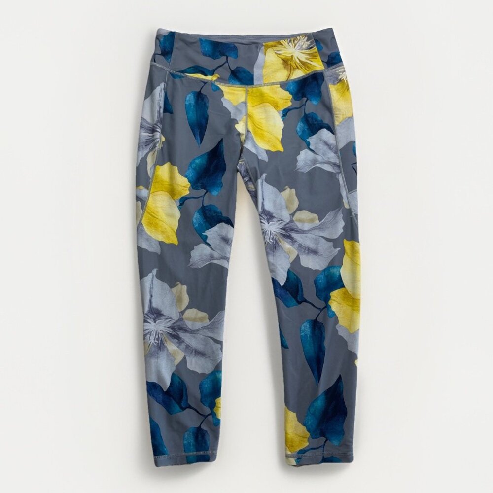 Calia by Carrie Underwood Energize Legging Sz L Blue/yellow Floral AOP Yoga Run